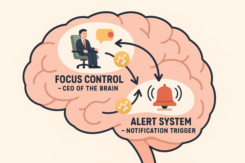 focus vs alert system brain notification response neuroscience 1