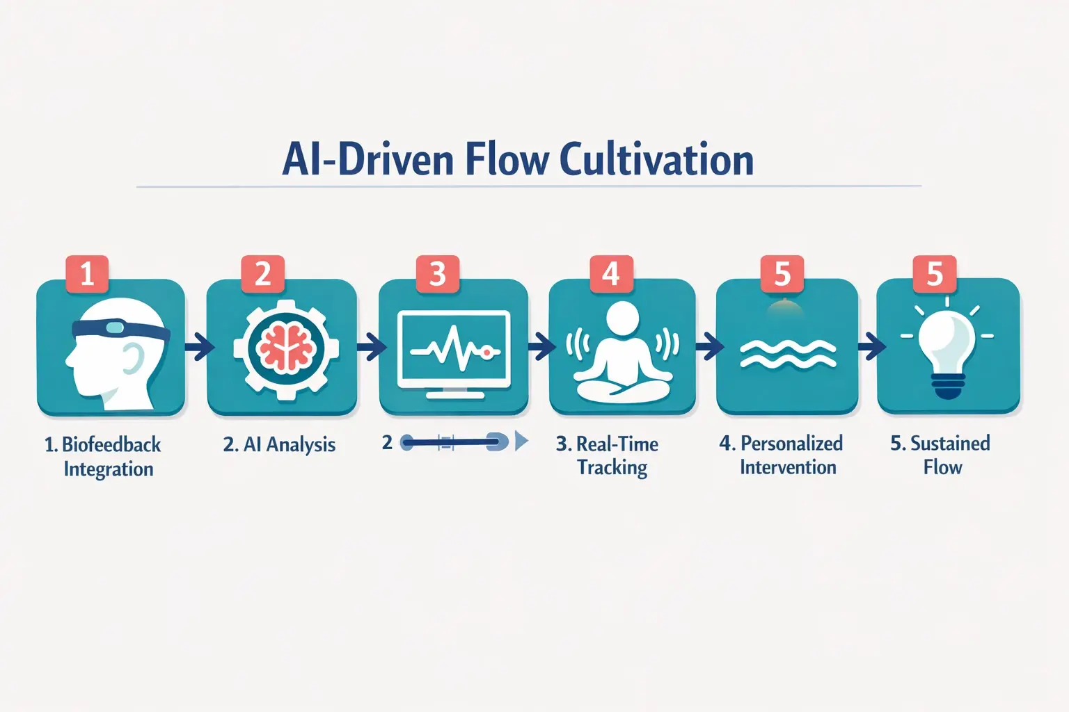 Beyond Productivity: Leveraging AI to Master Leadership States of Consciousness 2 This process visualization details how AI technologies facilitate the measurement, intervention, and stabilization of flow and meditative states for leadership enhancement.