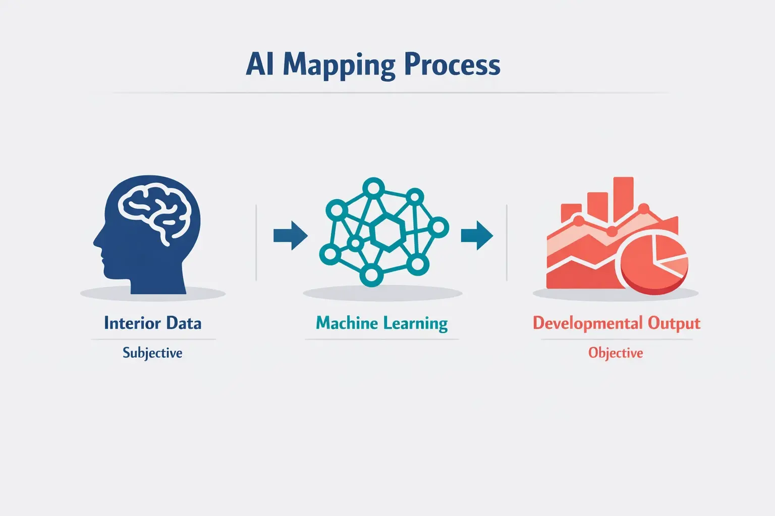 Beyond Personality Tests: The Future of AI-Powered Developmental Stage Mapping 2 Visual representation of AI's role in processing subjective and objective data to identify developmental stages within Integral Theory.