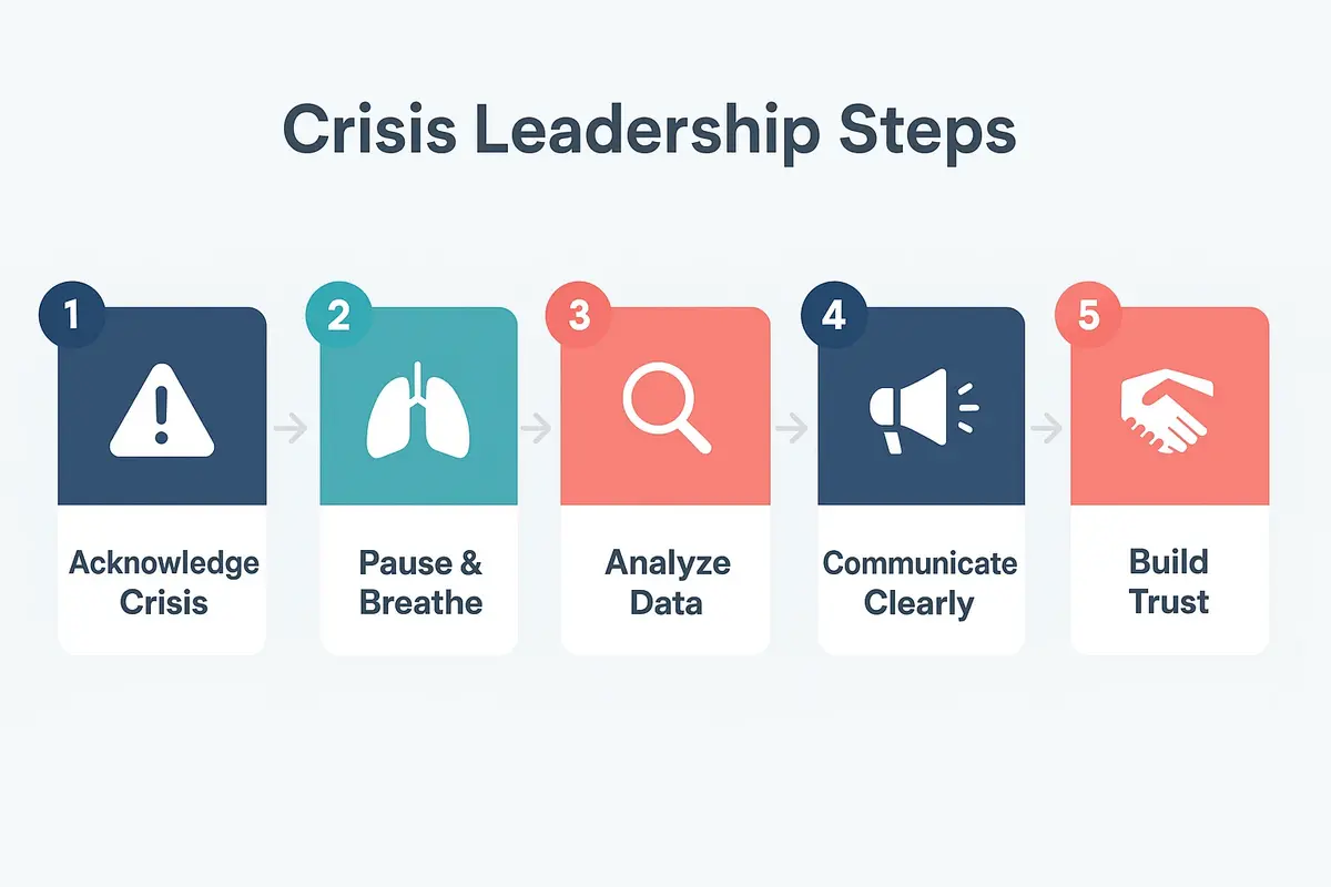 Yüksek Riskte CEO Liderliği İçin Sakinlik Netlik Güven 3 This process flow outlines practical, sequential steps CEOs can follow to lead confidently and clearly through high-risk crises.