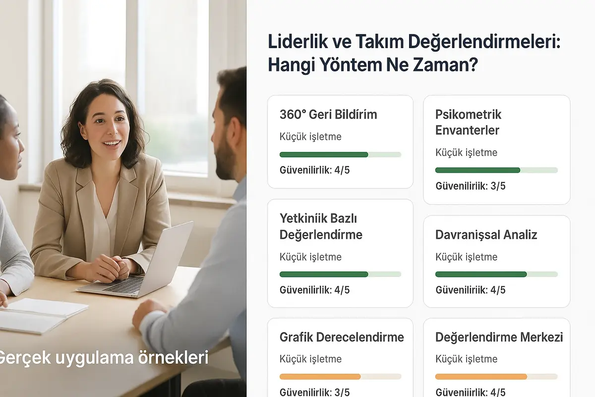Liderlik ve Takım Performans Değerlendirme Metodolojileri 1 Organizasyonunuz için doğru değerlendirme yöntemini seçmeyi kolaylaştıran, yöntemler arası net bir karşılaştırma paneli.