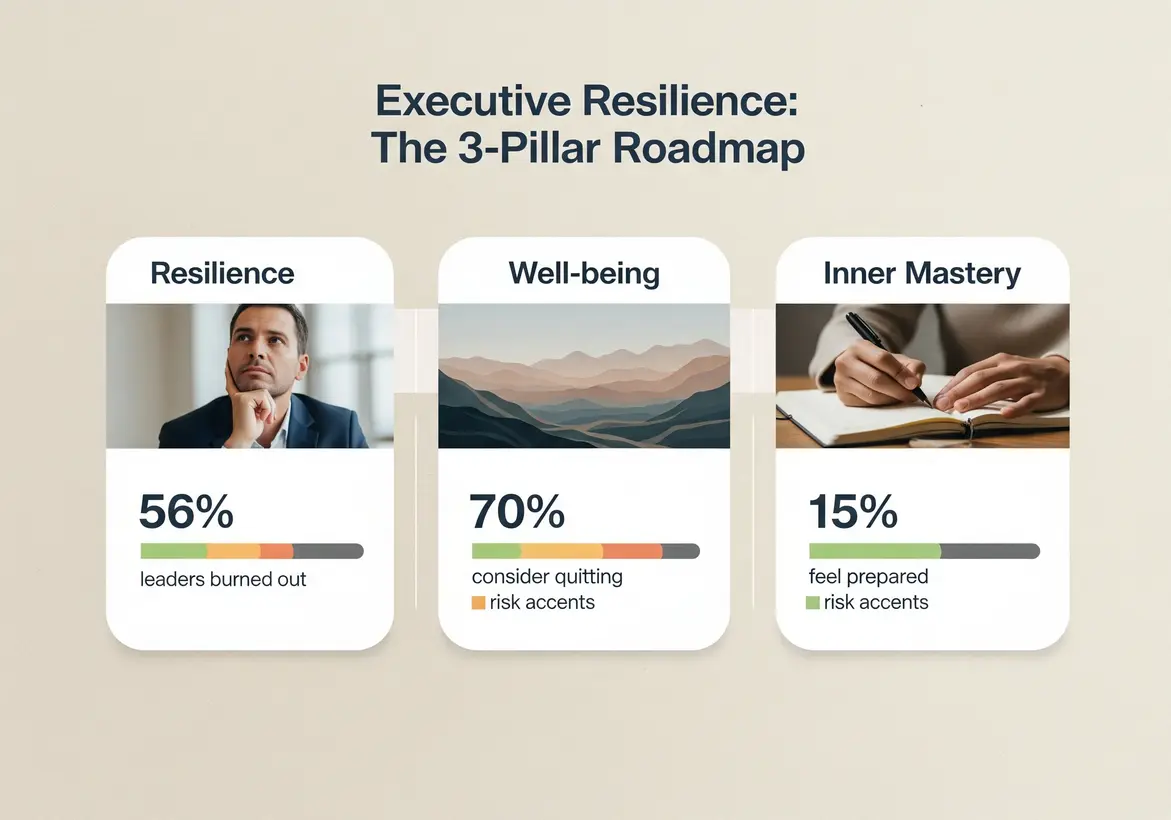 Executive Resilience Well-being Inner Mastery 4 Conceptual visualization of executive resilience and well-being framework