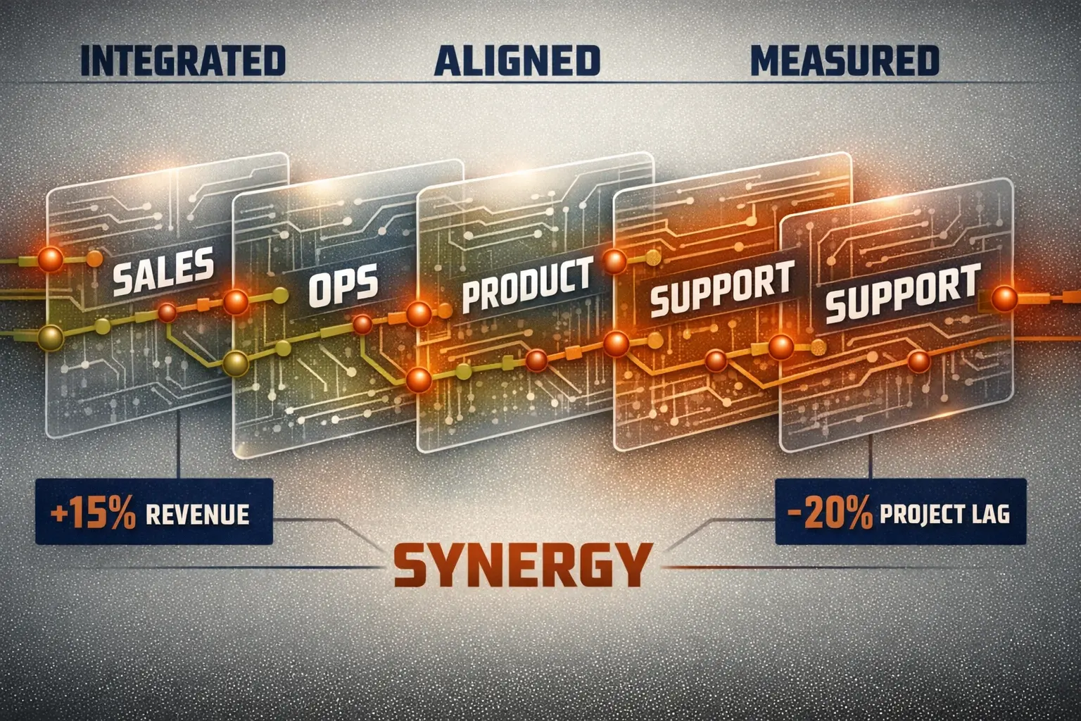 Driving Cross-Functional Synergy: A GM’s Guide to Breaking Down Silos in Business Units 2 Visual showing transformation from siloed teams to interconnected, collaborative units