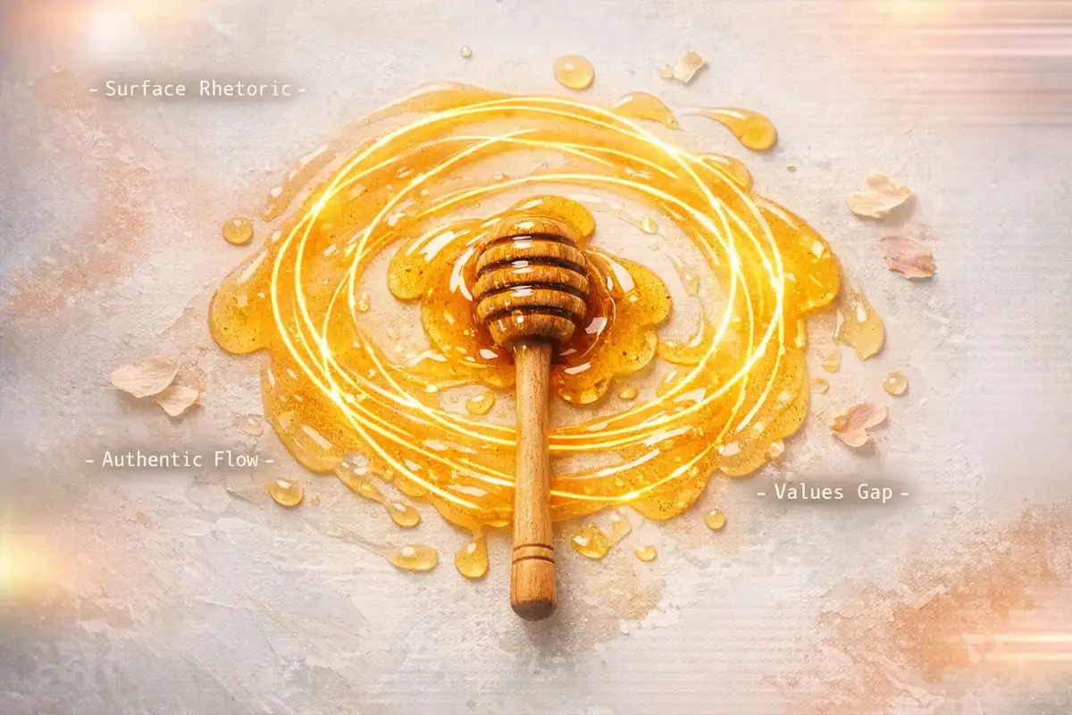 Purpose-Driven Leadership & Values Integration 4 Diverse executive leadership workshop, whiteboard with company values, post-it strategy mapping