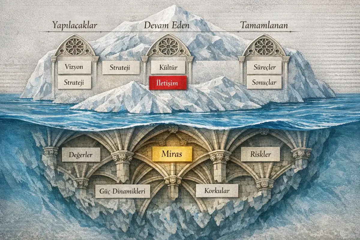 Kurucu CEO'dan Profesyonel Yönetime Geçişte Liderlik Yaklaşımı 2 Yönetim kurulu, CEO ve kurucu CEO arasındaki bütüncül liderlik dengesi diyagramı