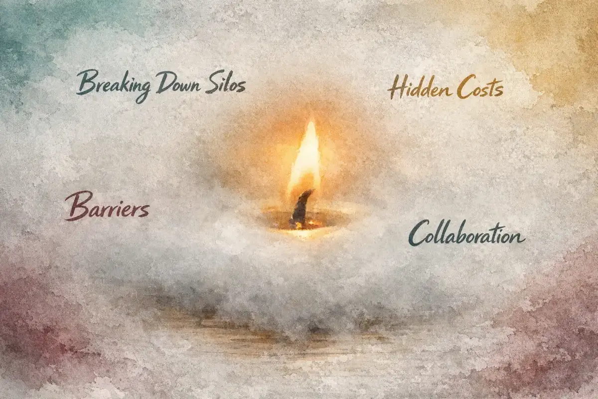 How GMs Can Break Down Silos to Drive Team Synergy 4 A diagram showing interconnected teams collaborating across business units