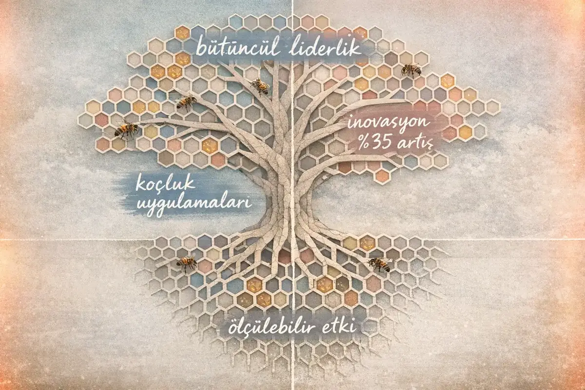 CEO Liderliğinde Etki ve İlhamla Yönetim Sanatı 5 Etkiyle yönetim sayesinde güçlenen takım kültürünü gösteren bir ofis ortamı görseli