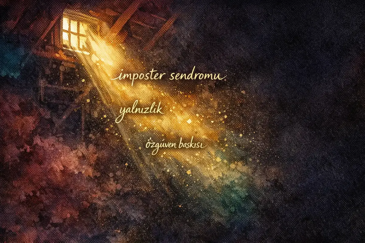 CEO'larda Imposter Sendromu ve Özgüven Yönetimi Yaklaşımları 4 Bir CEO'nun içsel mücadelelerini temsil eden soyut bir görsel