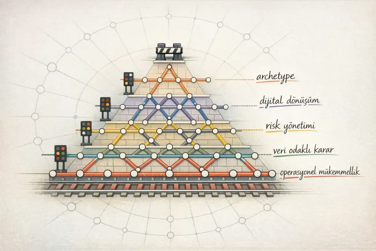 Operasyon Direktörü için Bütüncül Liderlik 5 Operasyonel mükemmellik ve dijital dönüşüm süreçlerini gösteren bir diyagram