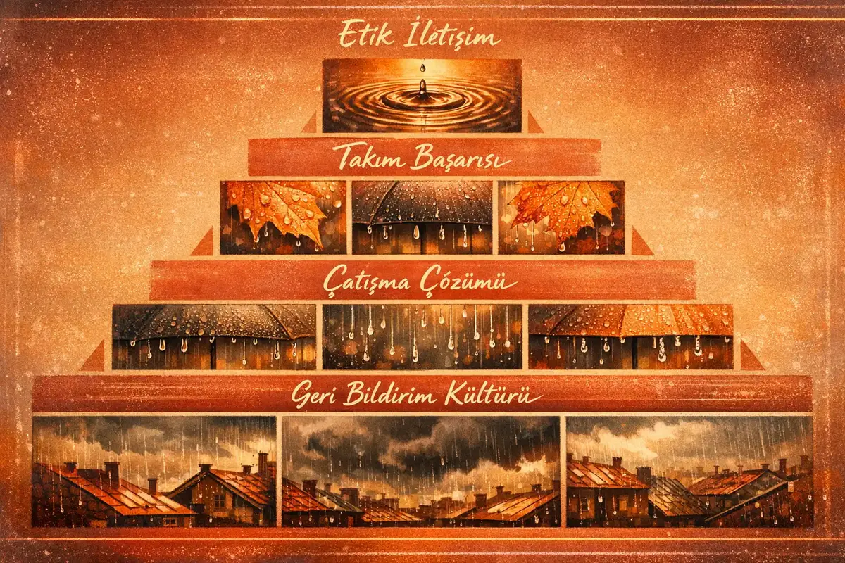 Liderlikte çatışma çözümünü ve işbirliğini simgeleyen bir ekip diyagramı