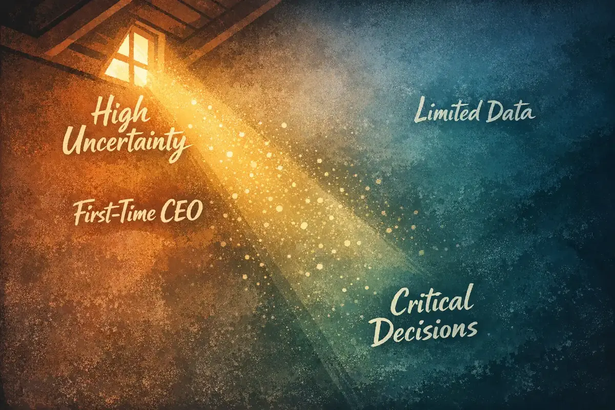 Making Strategic Decisions Under High Uncertainty 4 A professional team collaborating in a coaching session, whiteboard in background