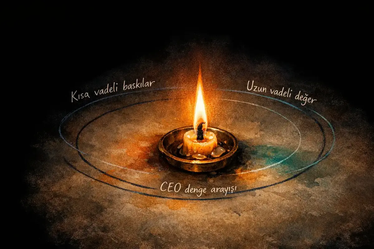 Halka Açık Şirketlerde Kısa Vadeli Baskılar ve Uzun Vadeli Değer 4 CEO zaman yönetimi ve kısa-uzun vade dengesi görseli