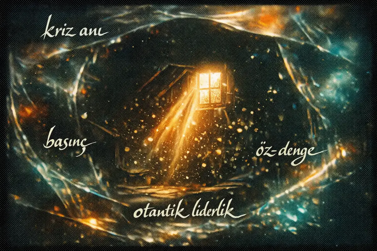 Kriz Anlarında Otantik Liderlik ve Öz-Denge Koruma 4 Krizde otantik liderlik ve öz-dengeyi simgeleyen bir lider ve ekip görseli
