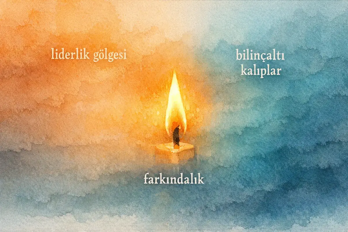 Liderlik Gölgesiyle Çalışma ve Otantik Liderlik 4 Bir liderin gölgeyle yüzleşme sürecini simgeleyen illüstrasyon