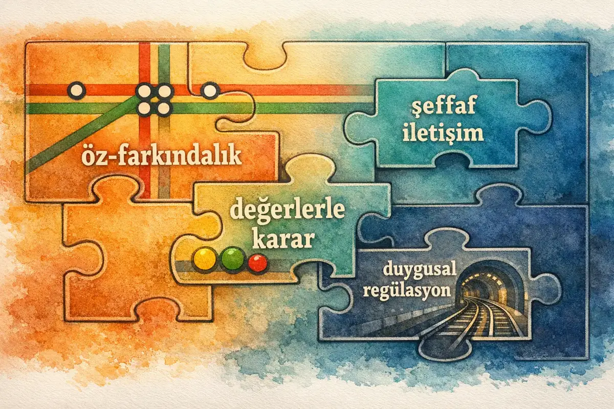 Kriz Anlarında Otantik Liderlik ve Öz-Denge Koruma 5 Kriz anında öz-denge ve liderlik davranışlarını simgeleyen bir toplantı sahnesi