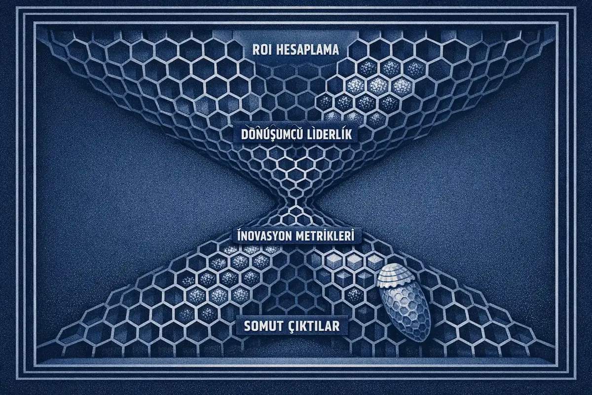 İnovasyon Kültüründe Integral Liderlik Modelleri ve ROI 5 inovasyon çıktılarının finansal ve kültürel etkilerini gösteren bir grafik
