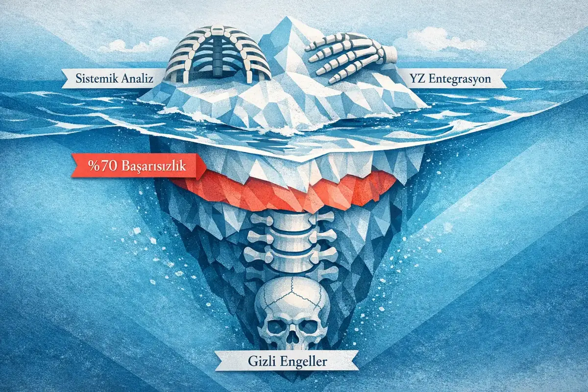 Kurumsal Dönüşümde Yapay Zeka Destekli Sistemik Analiz 5 AI destekli süreç optimizasyonu ve organizasyonel haritalama görseli