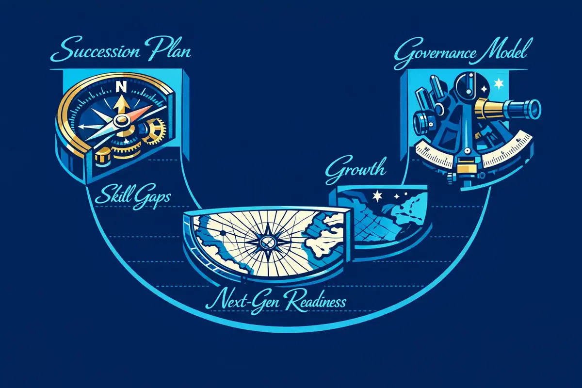 Leadership Development for Family Business C-Suite 5 Team using workshop tools for a collaborative coaching exercise