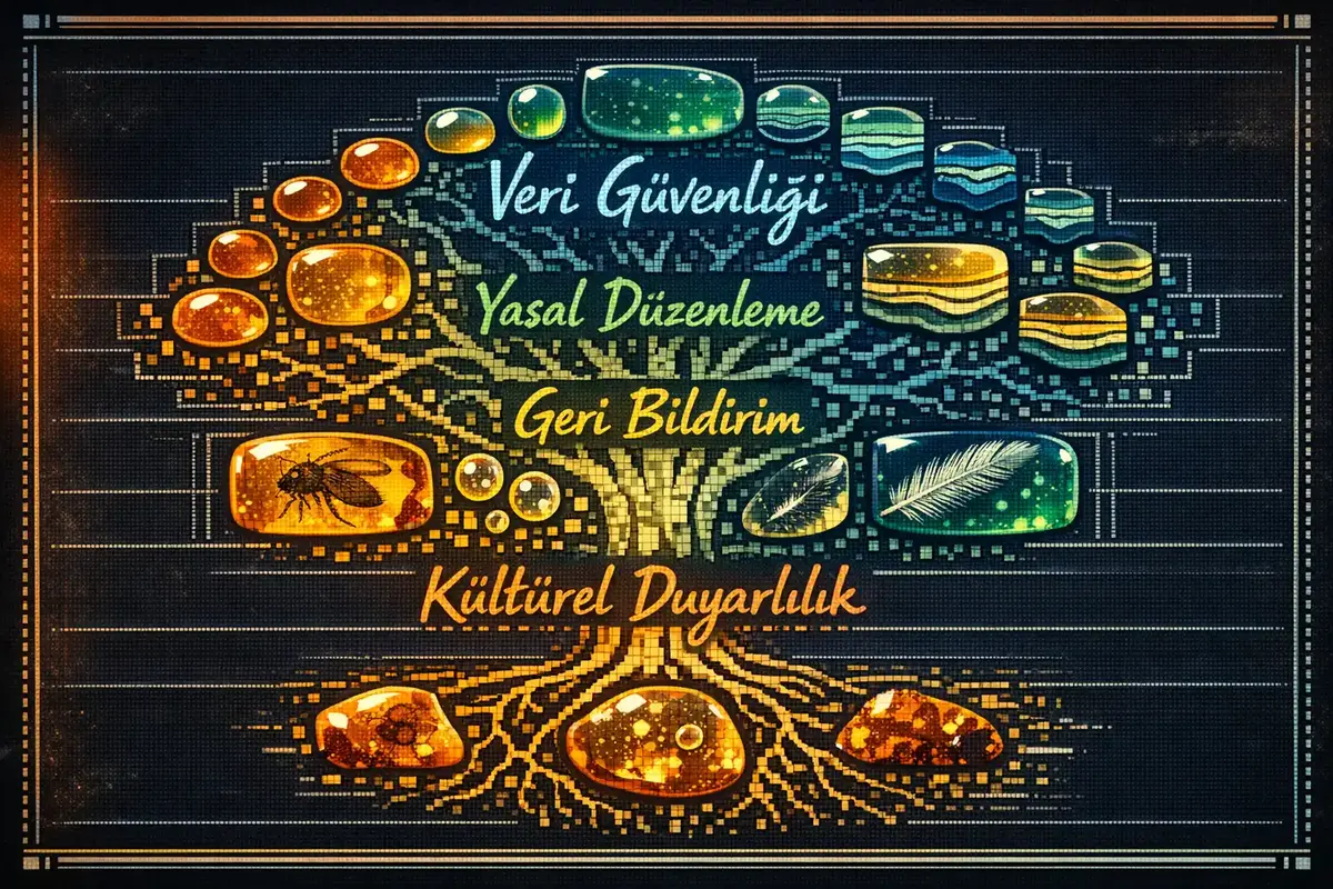 Liderlik ve Takım Değerlendirmelerinde Etik İlkeler ve Gizlilik 5 psikolojik güvenlik ve anonimlik süreçlerini gösteren takım değerlendirme illüstrasyonu